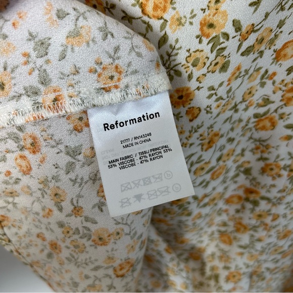 Reformation Noha Floral Mini Dress Yellow Size 4 - Picture 6 of 9
